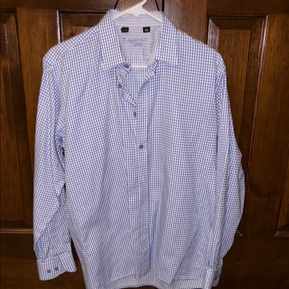 Men's Blue Checkered Dress Shirt